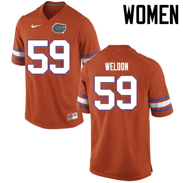 Women Florida Gators #59 Danny Weldon College Football Jerseys Sale-Orange